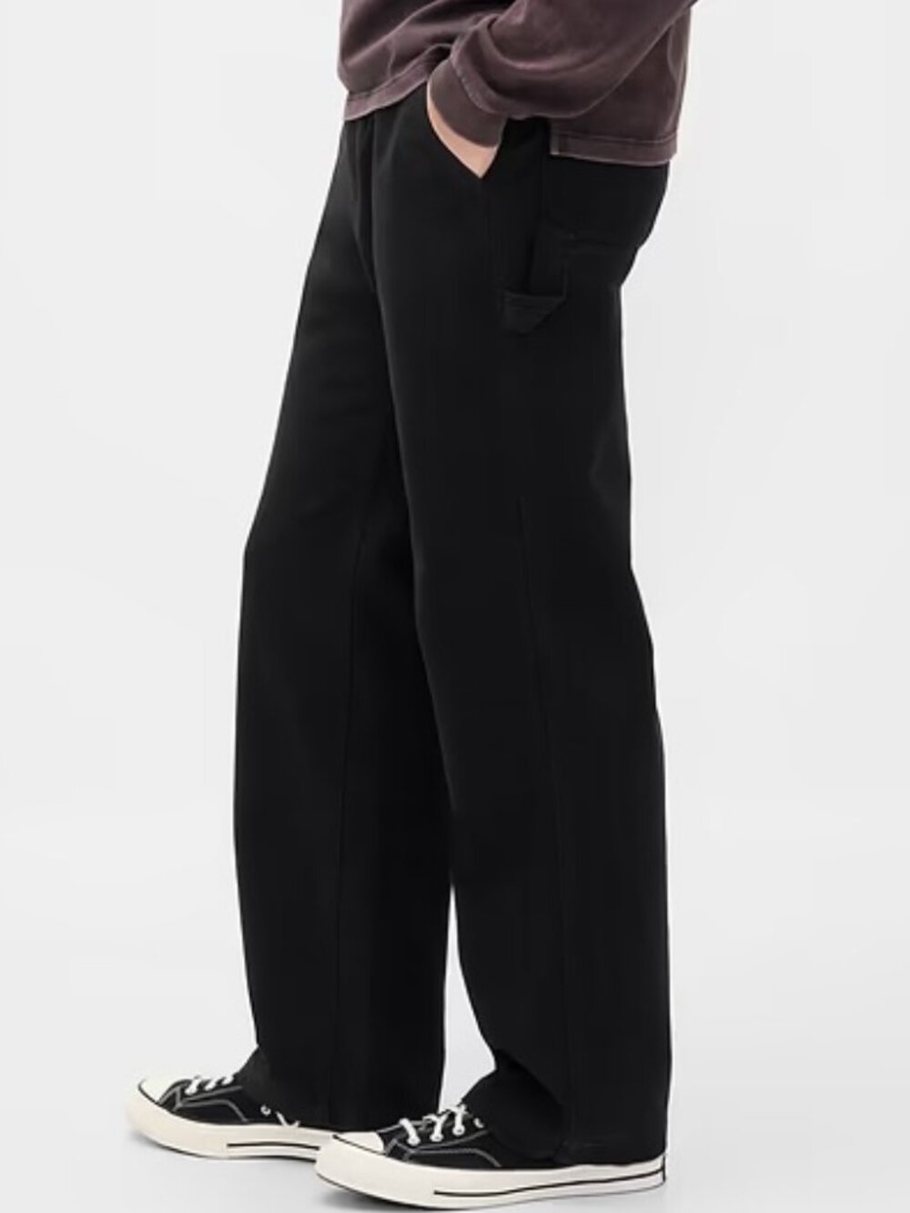 Mens Black Canvas 90s Loose Carpenter Pants / Reinforced Knee Size 29" x 30"
